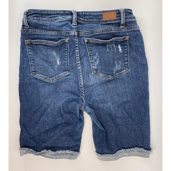 Judy Blue Distressed Denim Shorts Womens Large Blue Cutoff Frayed Hem EUC - Picture 8 of 9